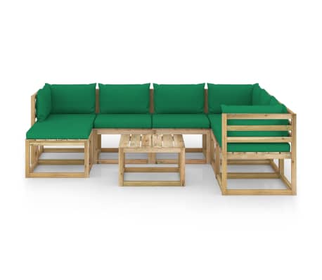 vidaXL Salon de jardin 8 pcs avec coussins bois de pin imprégné