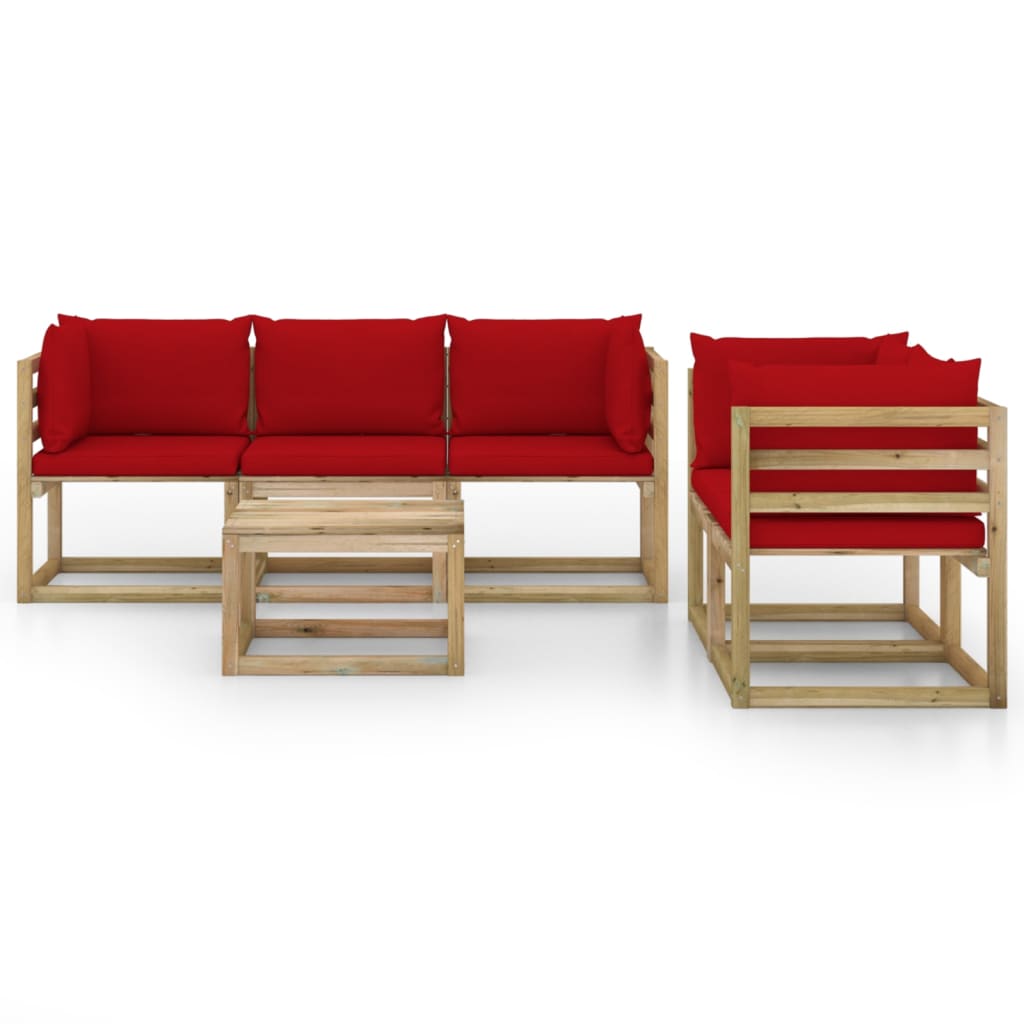 Zestaw ogrodowy drewniany, impregnowany, czerwone poduszki, 64x64x70 cm