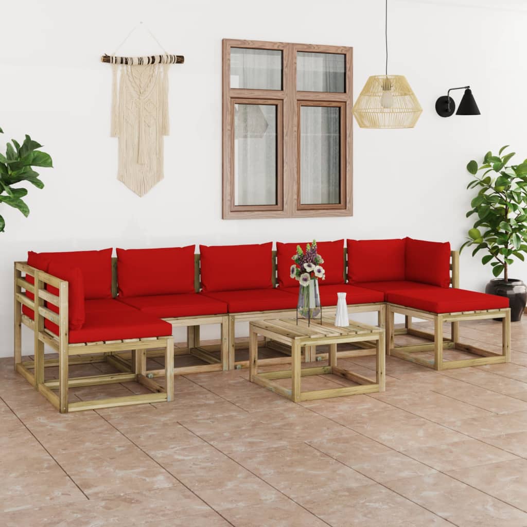vida XL 8-tlg. Garten-Lounge-Set mit Kissen Imprägniertes Kiefernholz