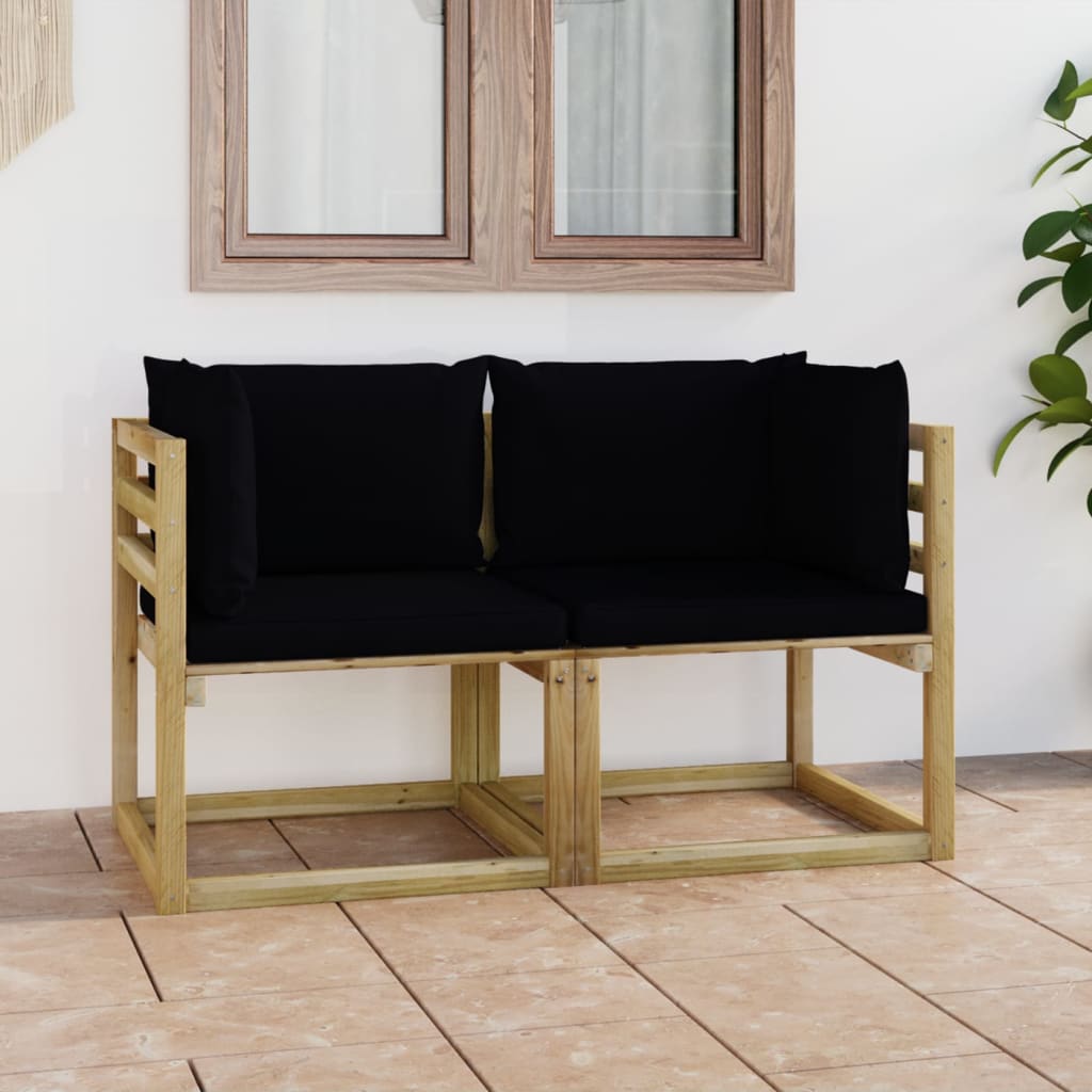 vida XL Garten-Ecksofas mit Kissen 2 Stk. Kiefernholz Grün Imprägniert