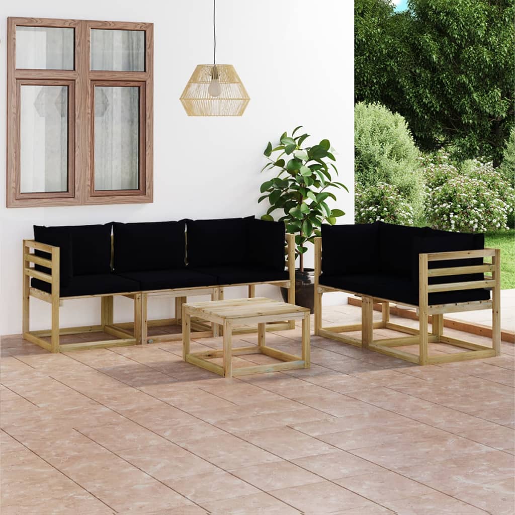 Vidaxl Set Mobilier De Gradina Cu Perne Negre, 6 Piese