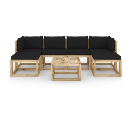 vidaXL 7-tlg. Garten-Lounge-Set mit Kissen Imprägniertes Kiefernholz