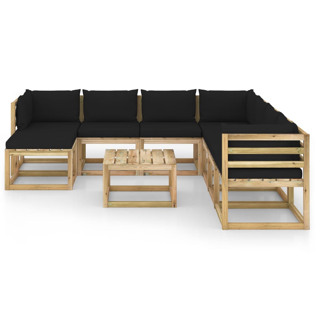 

vidaXL 9-delige Loungeset met kussens geïmpregneerd grenenhout