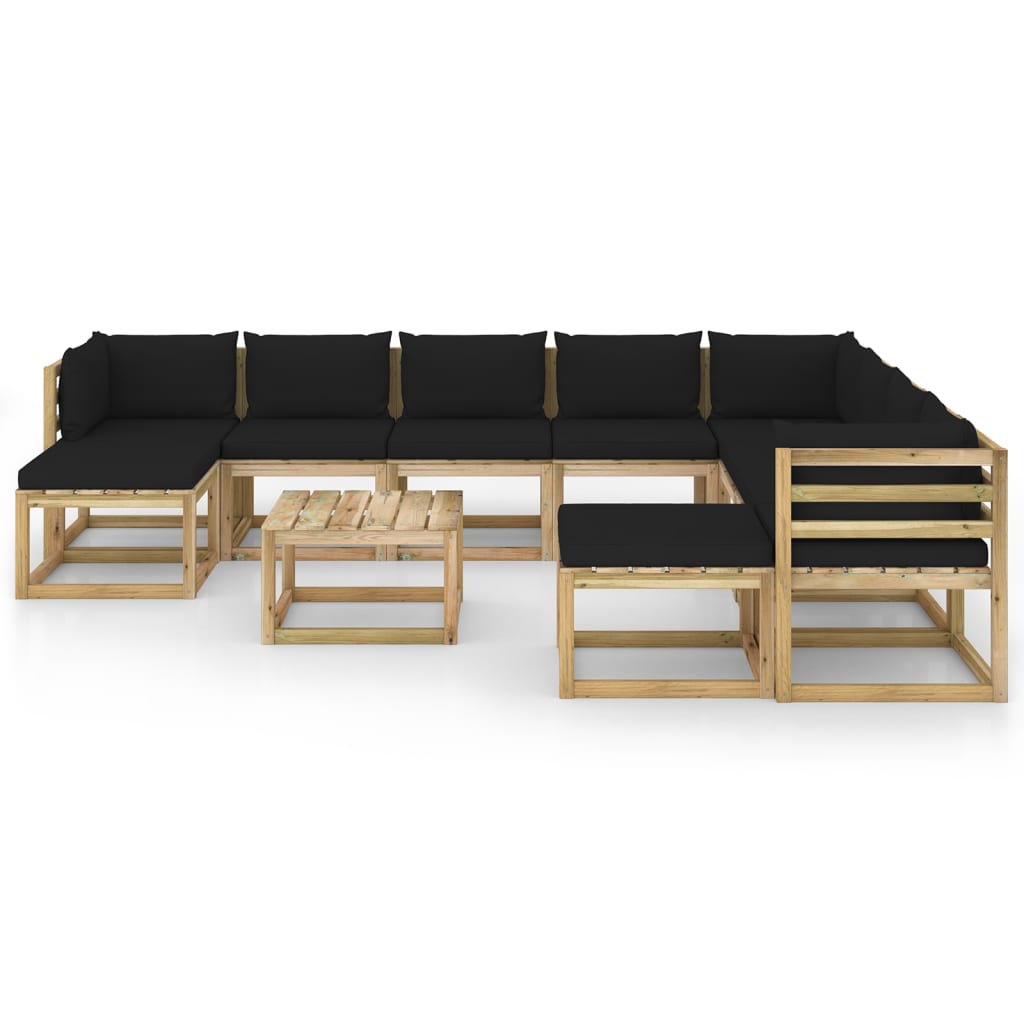 

vidaXL 11-delige Loungeset met kussens geïmpregneerd grenenhout