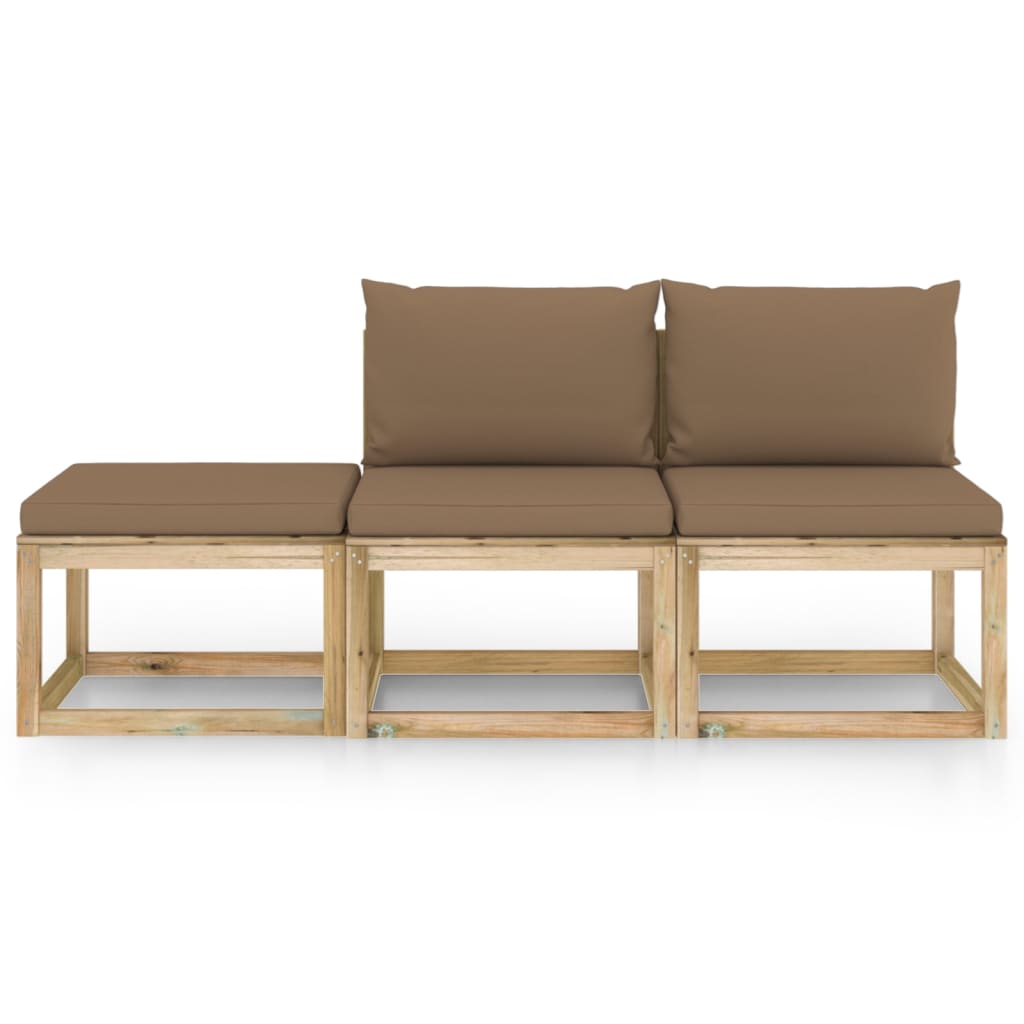 

vidaXL 3-delige Loungeset met taupe kussens