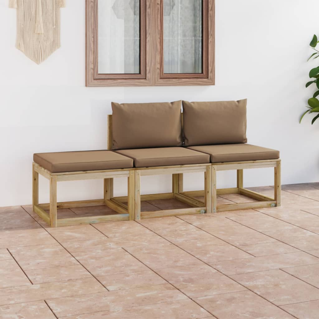 Vidaxl Set Mobilier De Gradina Cu Perne Gri Taupe, 3 Piese