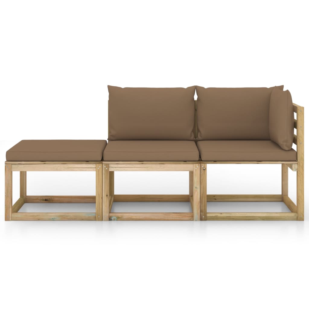 

vidaXL 3-delige Loungeset met taupe kussens