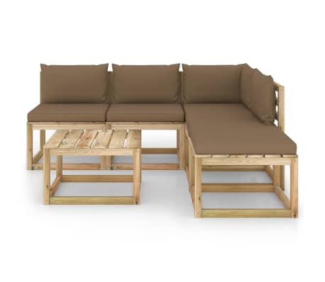 vidaXL 6-tlg. Garten-Lounge-Set mit Taupe Kissen