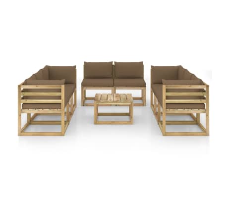 vidaXL 9-tlg. Garten-Lounge-Set mit Kissen Imprägniertes Kiefernholz