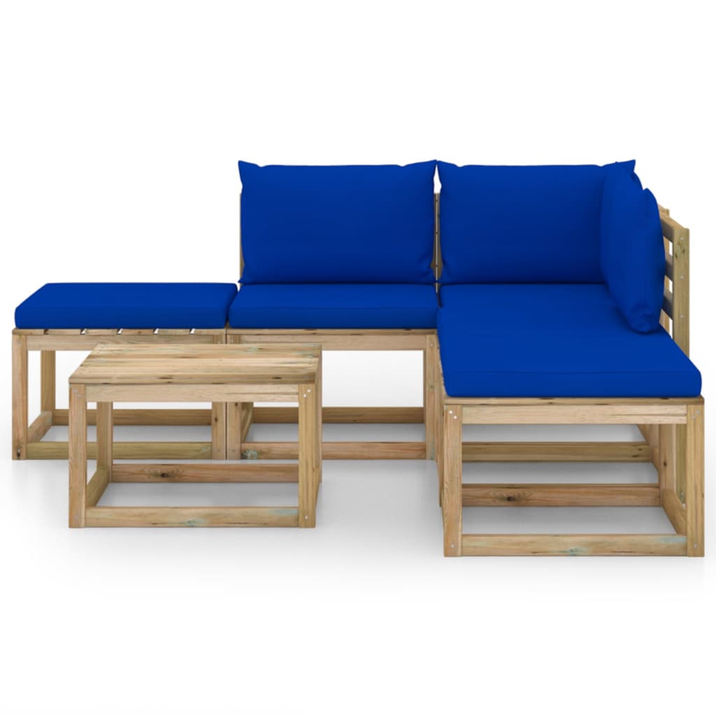 

vidaXL 6-delige Loungeset met blauwe kussens