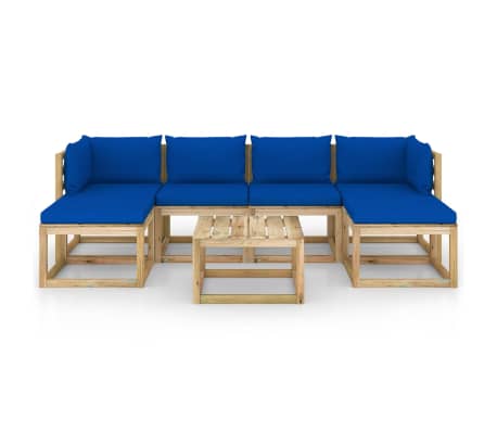 vidaXL Set de muebles de jardín 7 piezas con cojines madera impregnada