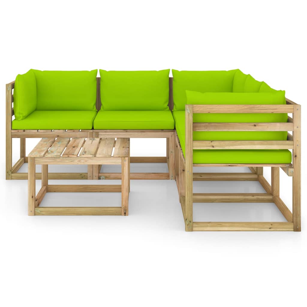 

vidaXL 6-delige Loungeset met heldergroene kussens