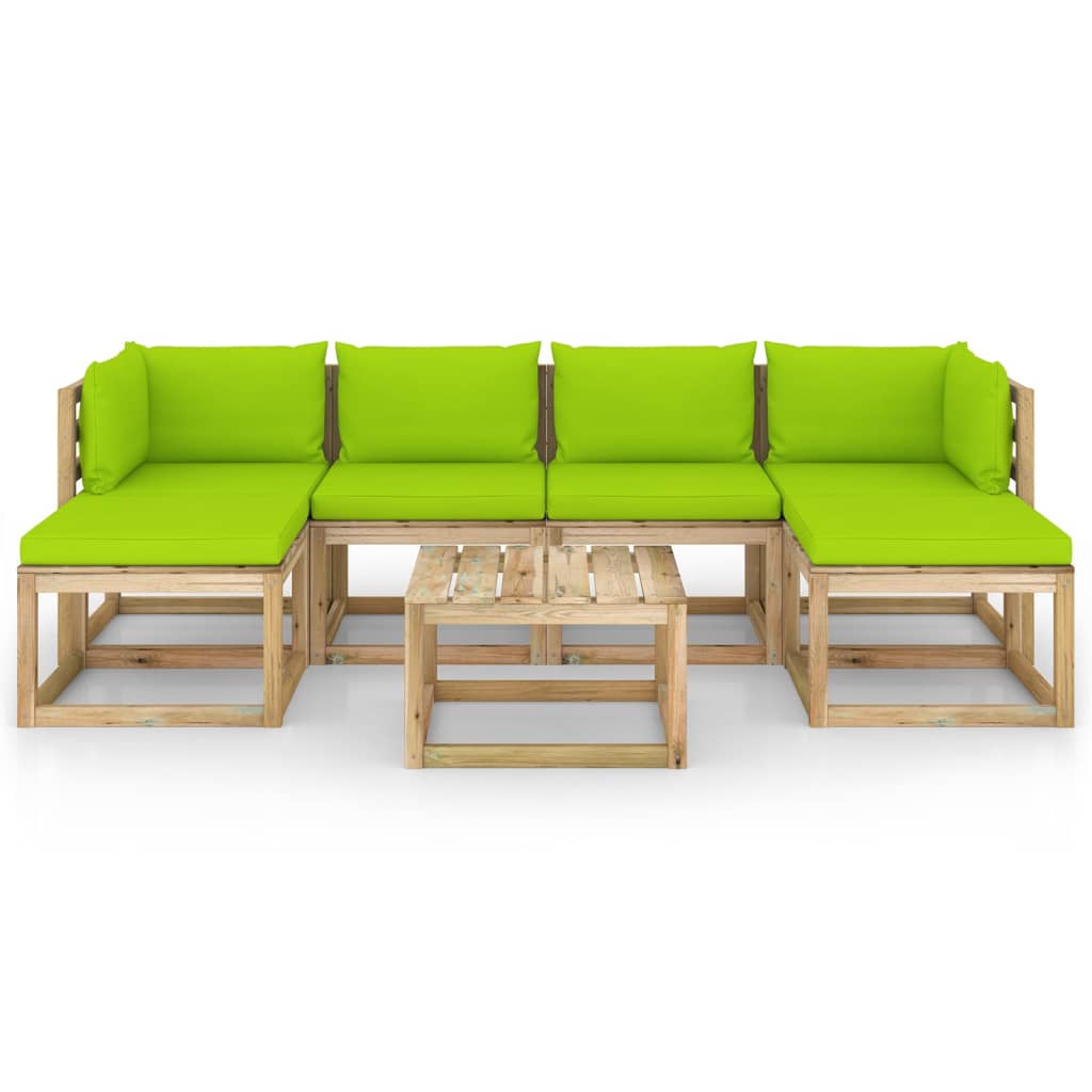 

vidaXL 7-delige Loungeset met kussens geïmpregneerd grenenhout