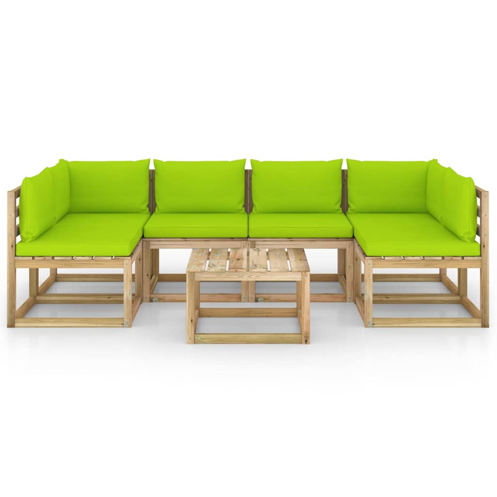 

vidaXL 7-delige Loungeset met kussens geïmpregneerd grenenhout