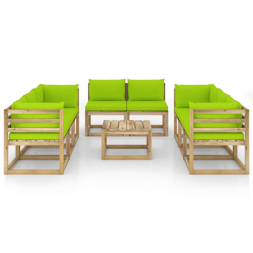 vidaXL 9-tlg. Garten-Lounge-Set mit Kissen Imprägniertes Kiefernholz