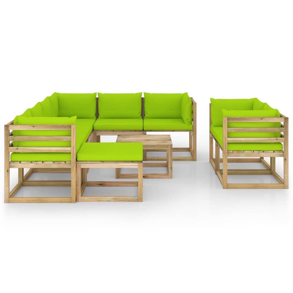 

vidaXL 10-delige Loungeset met kussens geïmpregneerd grenenhout