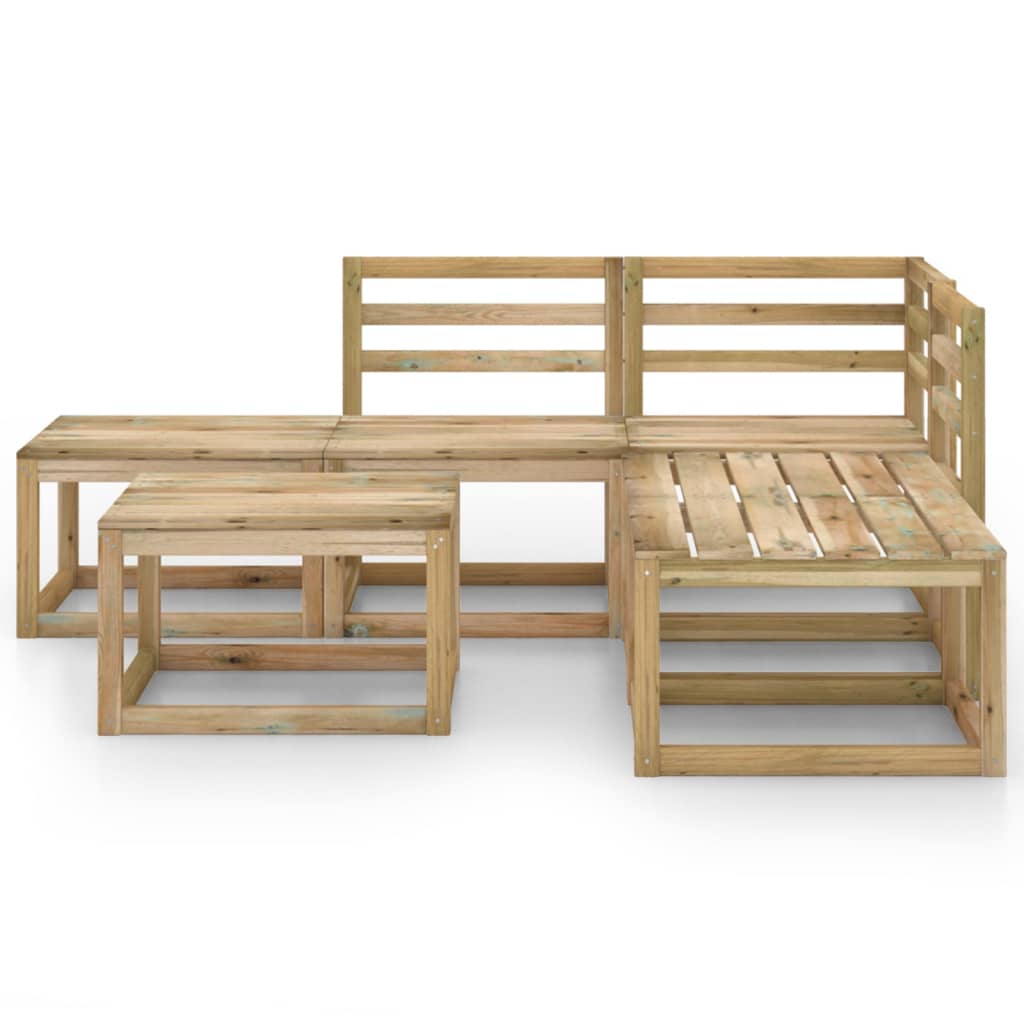 vidaXL Set de muebles jardín 6 piezas madera de pino impregnada verde