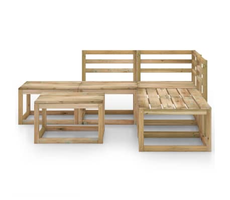 vidaXL Set de muebles jardín 6 piezas madera de pino impregnada verde