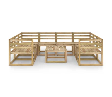 vidaXL Set mobilier de grădină, 9 piese, lemn de pin verde tratat