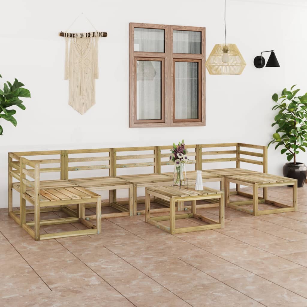 Vidaxl Set Mobilier De Gradina, 8 Piese, Lemn De Pin Verde Tratat