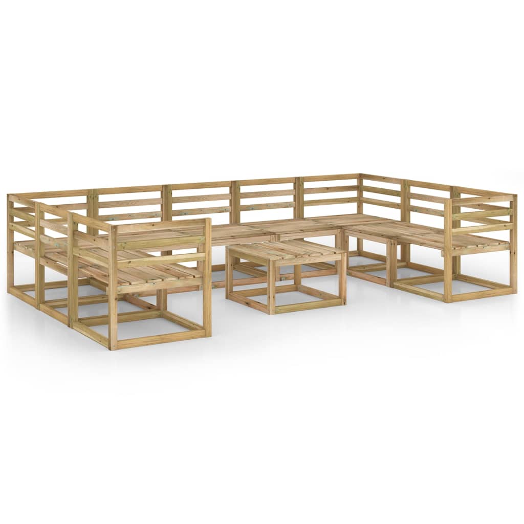 Poza vidaXL Set mobilier de gradina, 10 piese, lemn de pin verde tratat