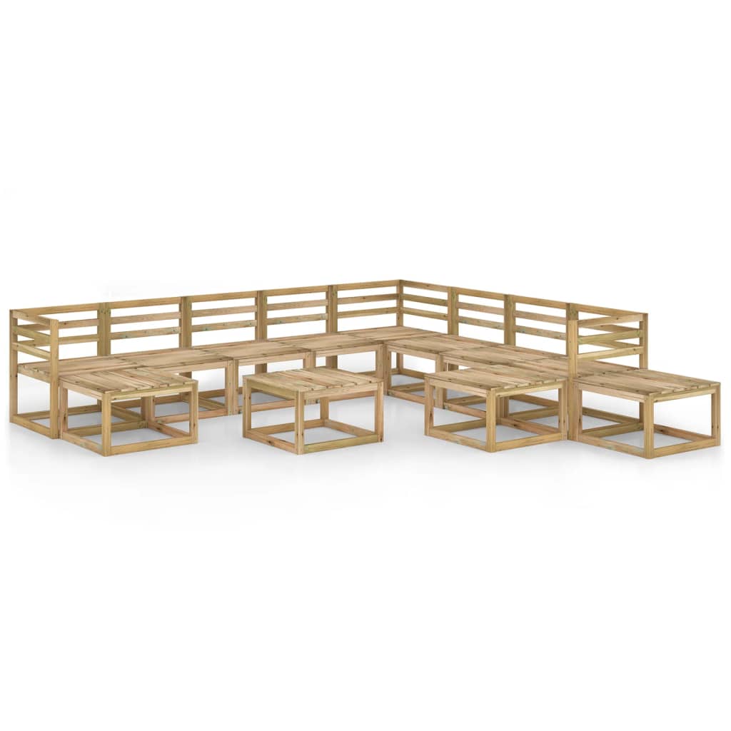 Poza vidaXL Set mobilier de gradina, 12 piese, lemn de pin verde tratat