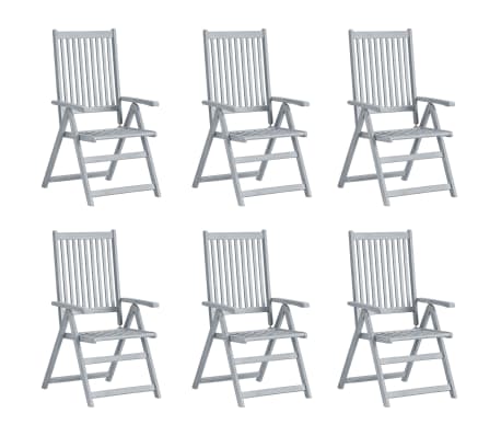 vidaXL Atlo&scaron;iamos sodo kėdės su pagalvėmis, 6vnt., akacijos masyvas