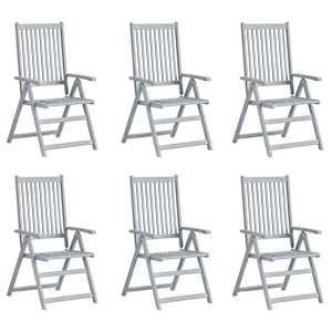 vidaXL Atlo&scaron;iamos sodo kėdės su pagalvėmis, 6vnt., akacijos masyvas