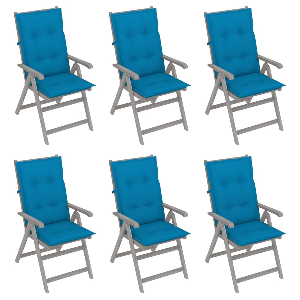 Verstellbare Gartenstühle 6 Stk. mit Auflagen Massivholz Akazie | Stepinfit.de