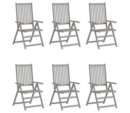 vidaXL Chaises inclinables de jardin 6 pcs avec coussins Bois d'acacia