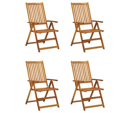 vidaXL Garden Reclining Chairs 4 pcs with Cushions Solid Acacia Wood