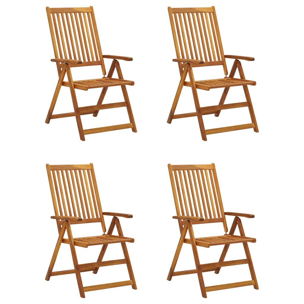 vidaXL Tuinstoelen 4 st verstelbaar met kussens massief acaciahout afbeelding