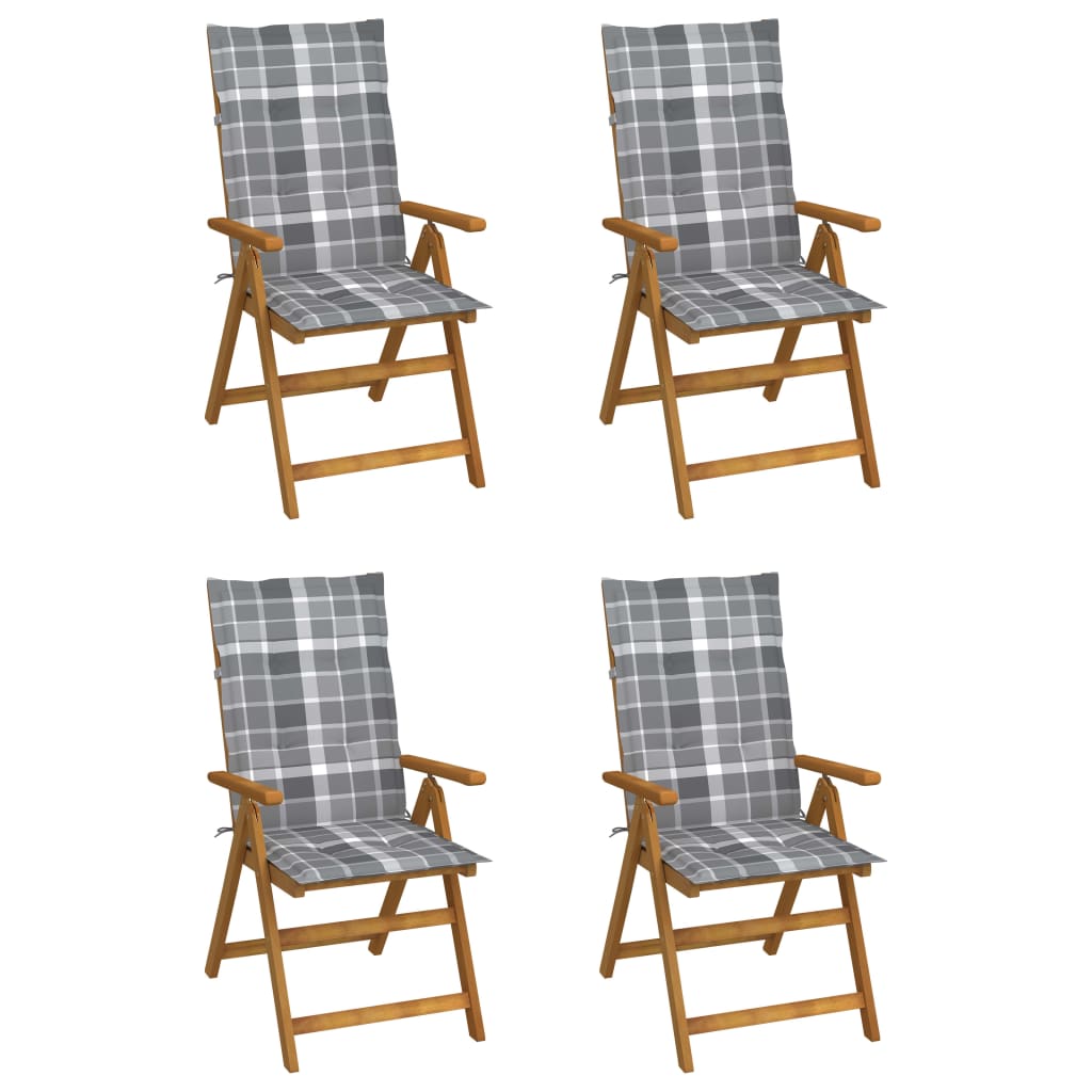 Hochlehner Verstellbar 4 Stk. mit Auflagen Massivholz Akazie Königsblau 120 x 50 x 3 cm 4 1