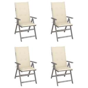 Vrtni stoli 4 kosi z blazinami trden akacijev les