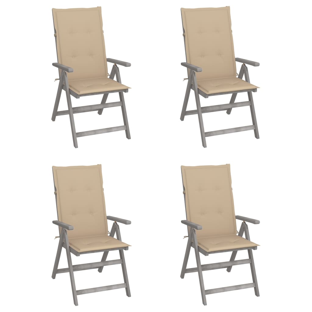  Záhradné sklápacie stoličky 4 ks s podložkami akáciový masív