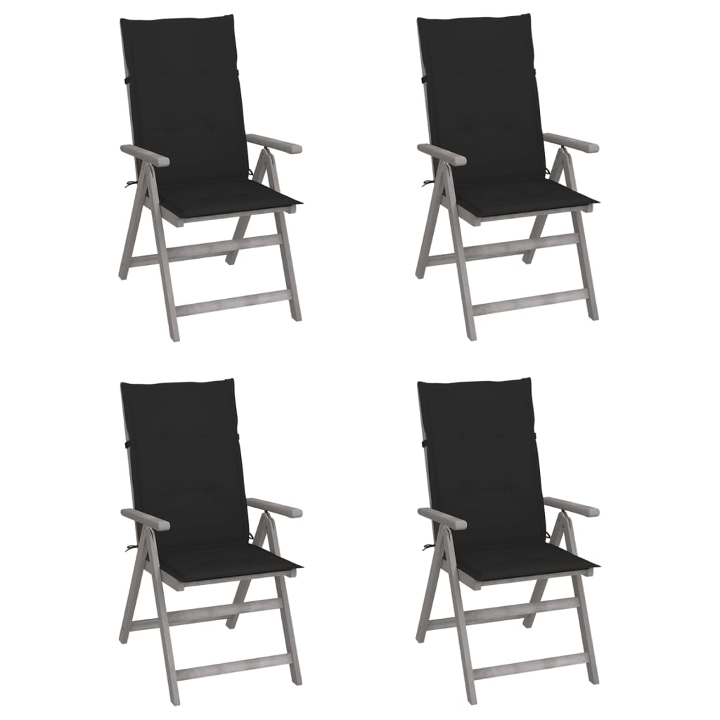 vidaXL Chaises inclinables de jardin 4 pcs avec coussins Bois d'acacia