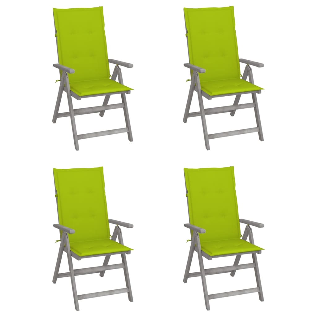 vidaXL Chaises inclinables de jardin 4 pcs avec coussins Bois d'acacia