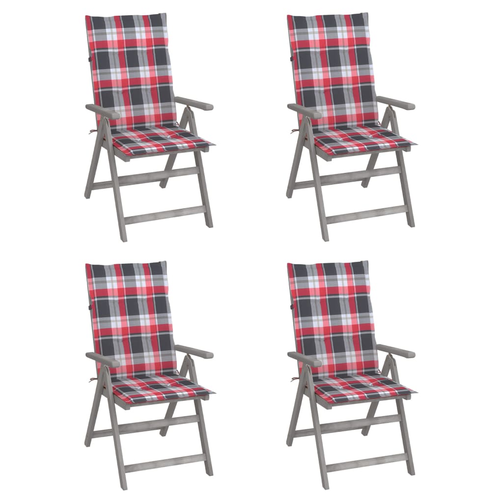 vidaXL Chaises inclinables de jardin 4 pcs avec coussins Bois d'acacia