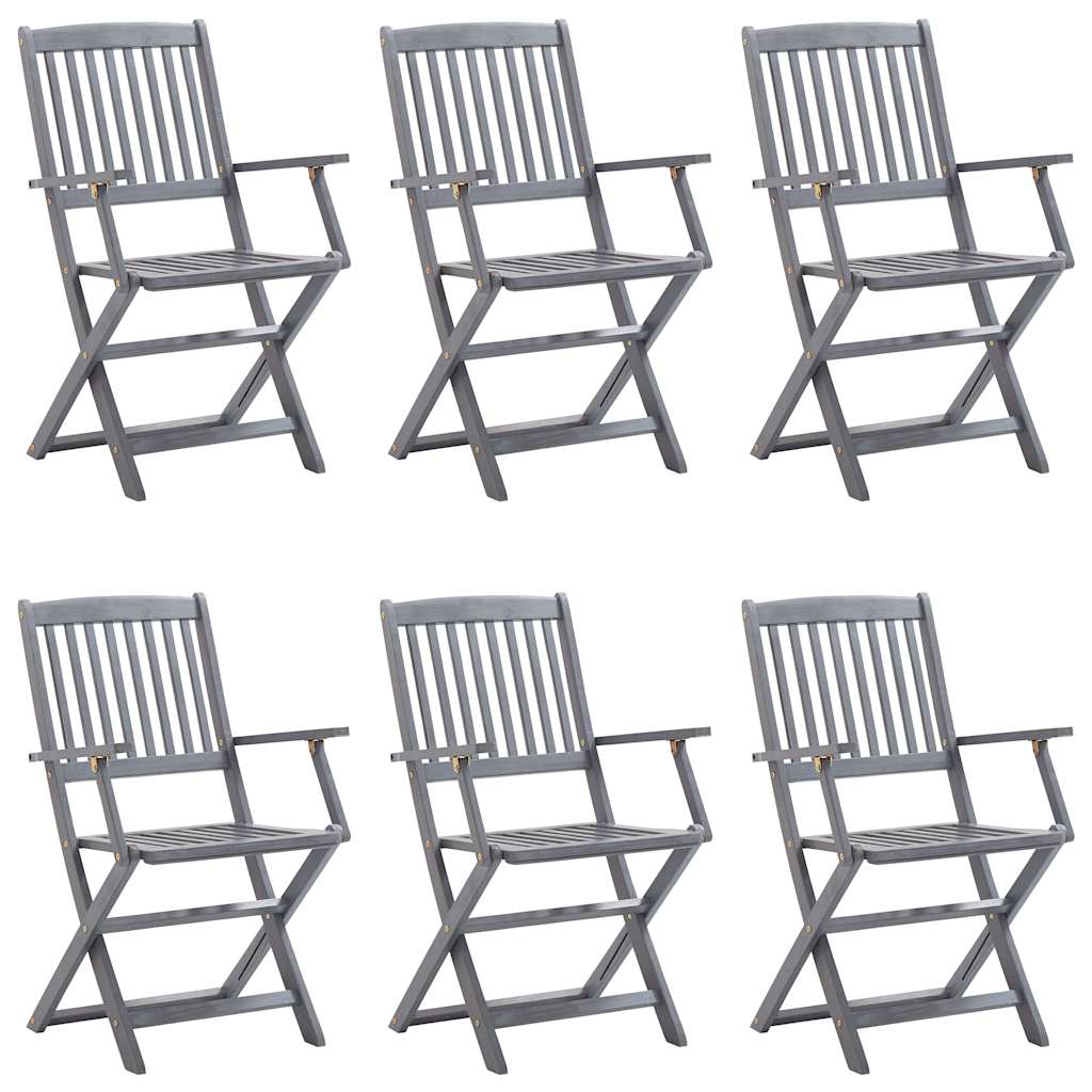 vidaXL Tuinstoelen 6 st inklapbaar met kussens massief acaciahout afbeelding
