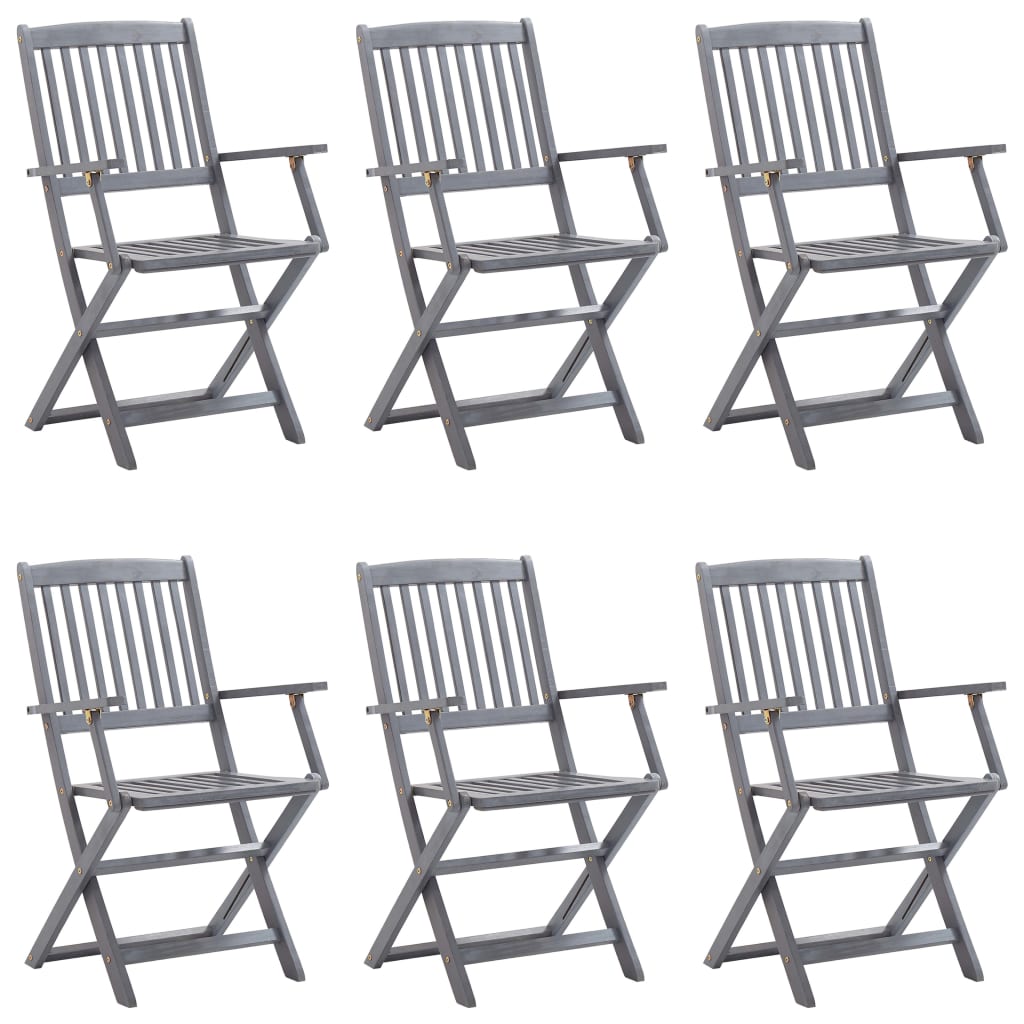 vidaXL Chaises pliables d'extérieur 6 pcs avec coussins Bois d'acacia