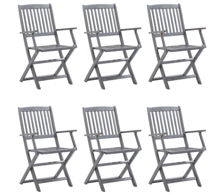 vidaXL Chaises pliables d'extérieur 6 pcs avec coussins Bois d'acacia