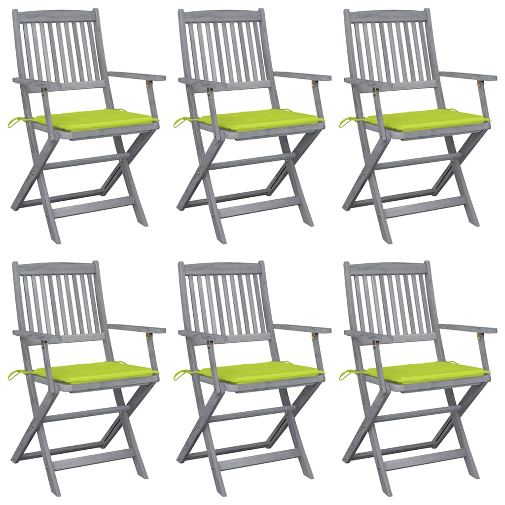 Klappbare Gartenstühle 6 Stk. mit Sitzkissen Massivholz Akazie Königsblau 6 1