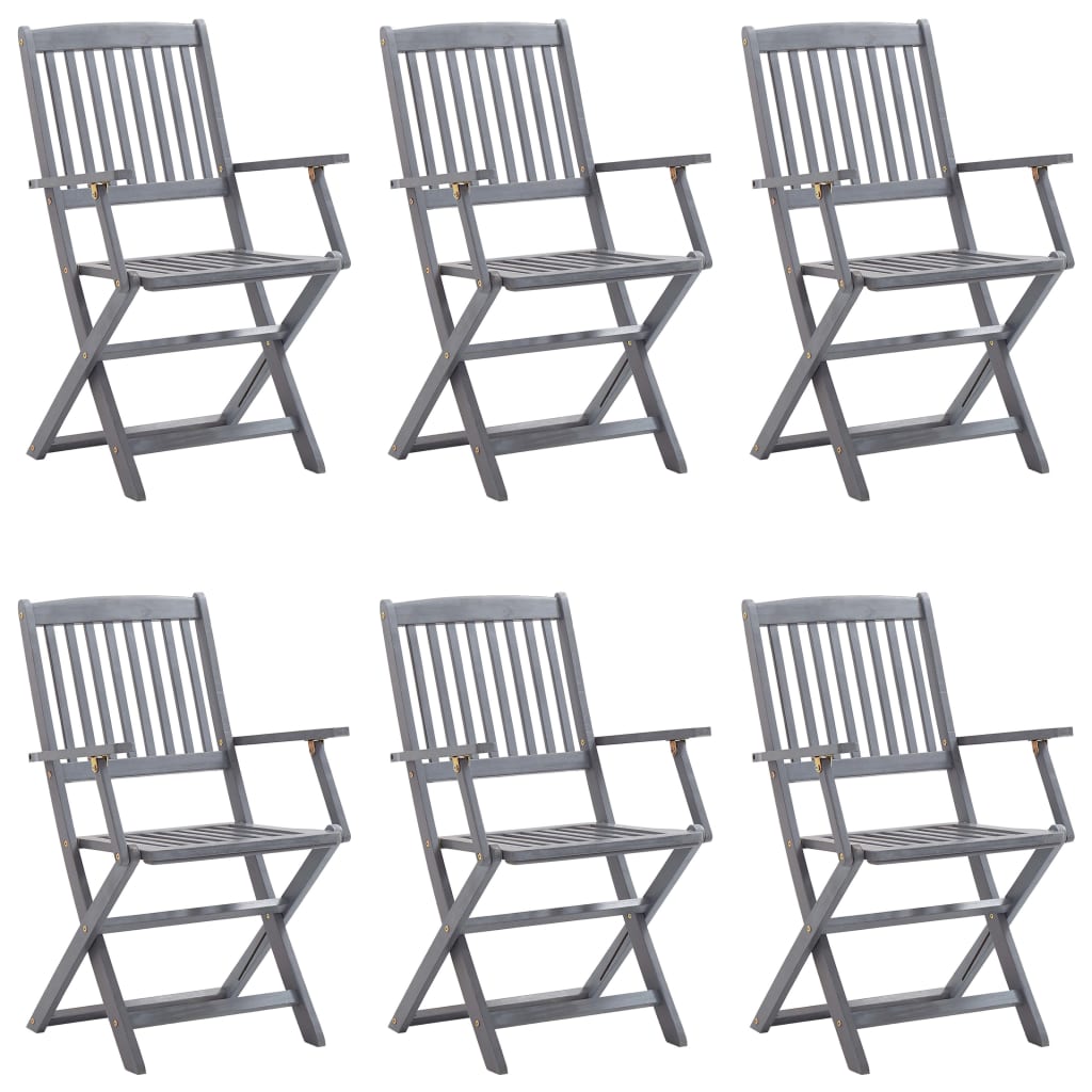 vidaXL Tuinstoelen 6 st inklapbaar met kussens massief acaciahout afbeelding