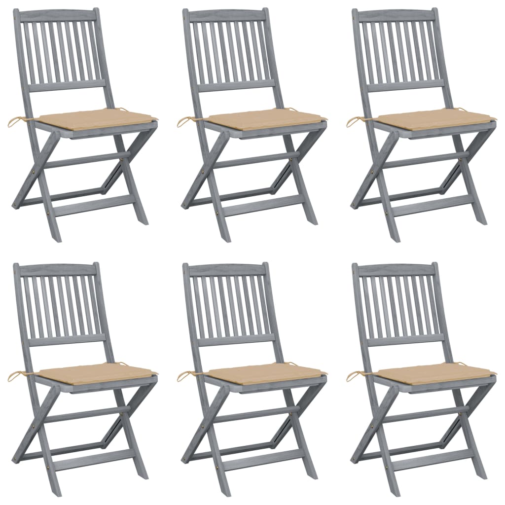 Klappbare Gartenstühle 6 Stk. mit Sitzkissen Massivholz Akazie kaufen