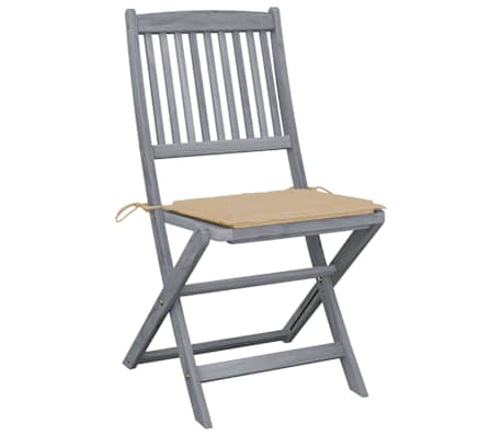 vidaXL Tuinstoelen 6 st inklapbaar met kussens massief acaciahout