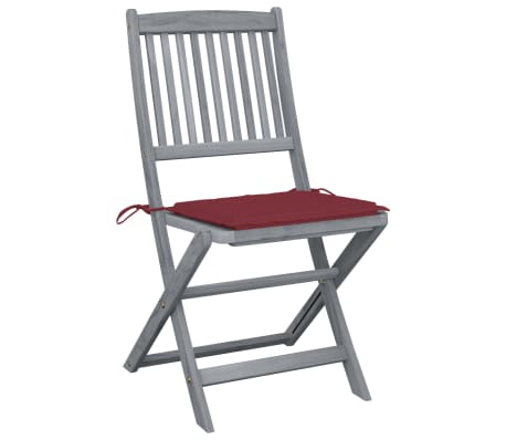 vidaXL Sulankstomos lauko kėdės su pagalvėmis, 6vnt., akacijos masyvas