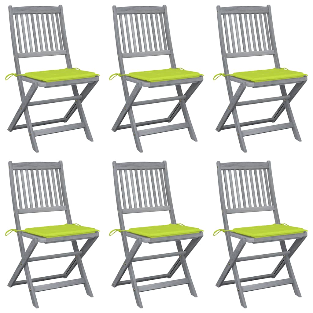 Klappbare Gartenstühle 6 Stk. mit Sitzkissen Massivholz Akazie Königsblau 6 1