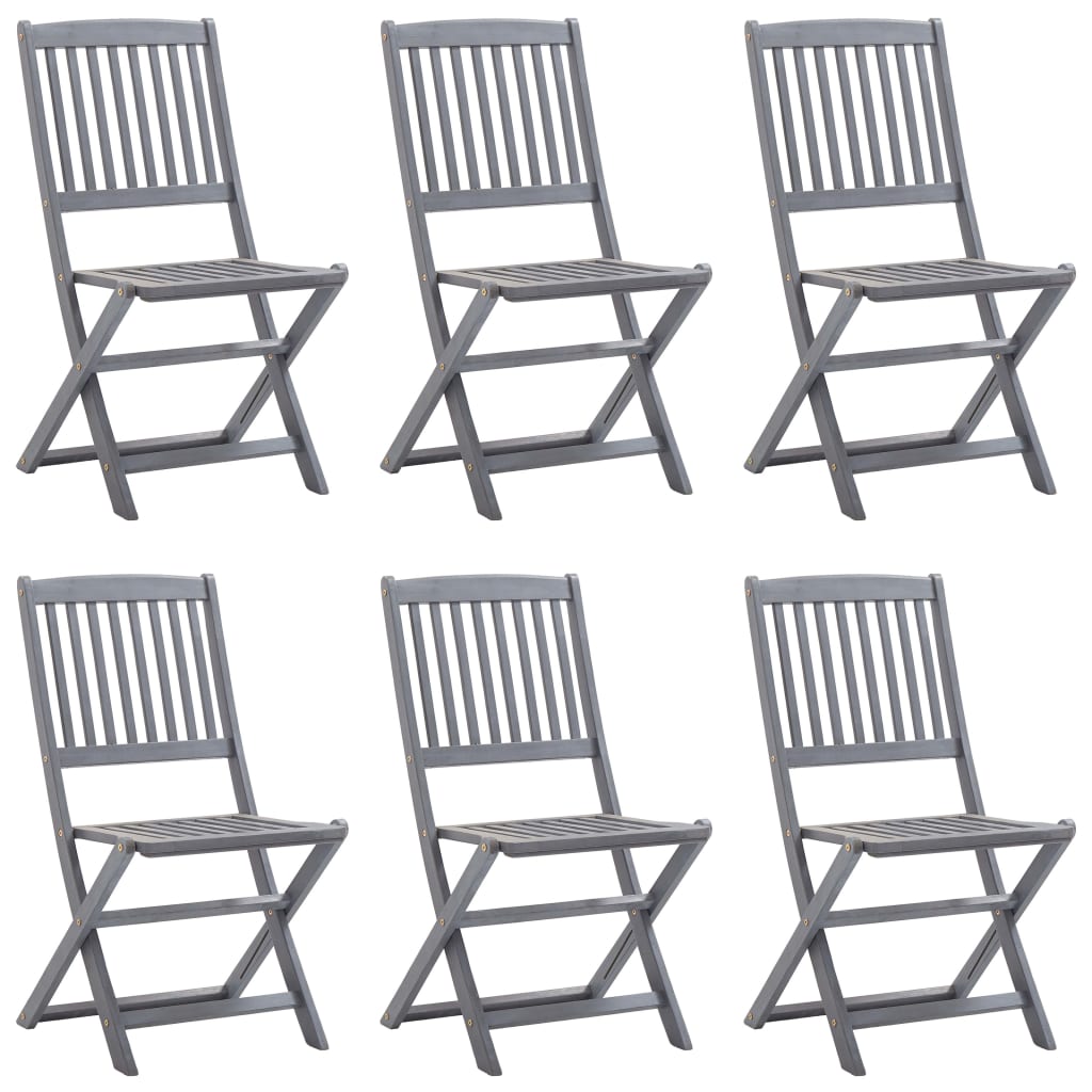 vidaXL Chaises pliables d'extérieur 6 pcs avec coussins Bois d'acacia