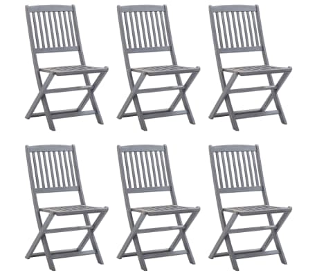 vidaXL Chaises pliables d'extérieur 6 pcs avec coussins Bois d'acacia