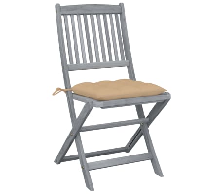 vidaXL Sulankstomos lauko kėdės su pagalvėmis, 6vnt., akacijos masyvas